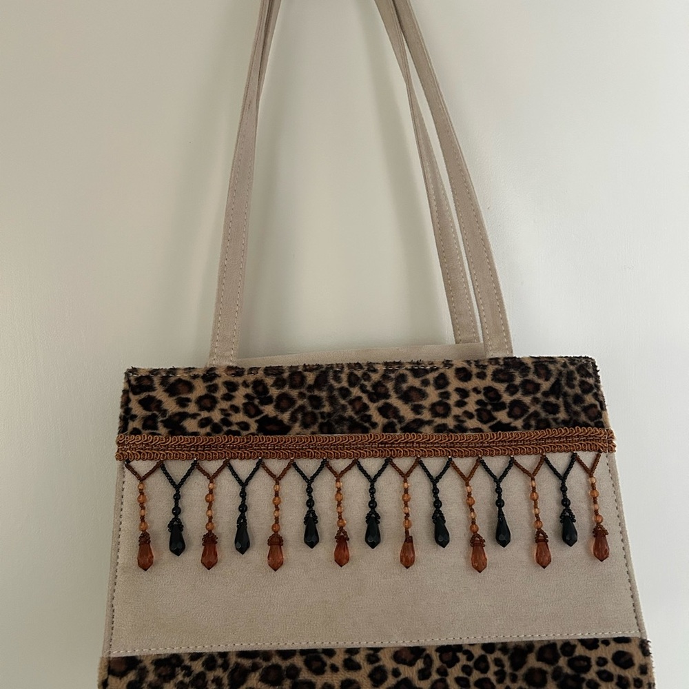 Cream and Black Shoulder Bag Elegant Design